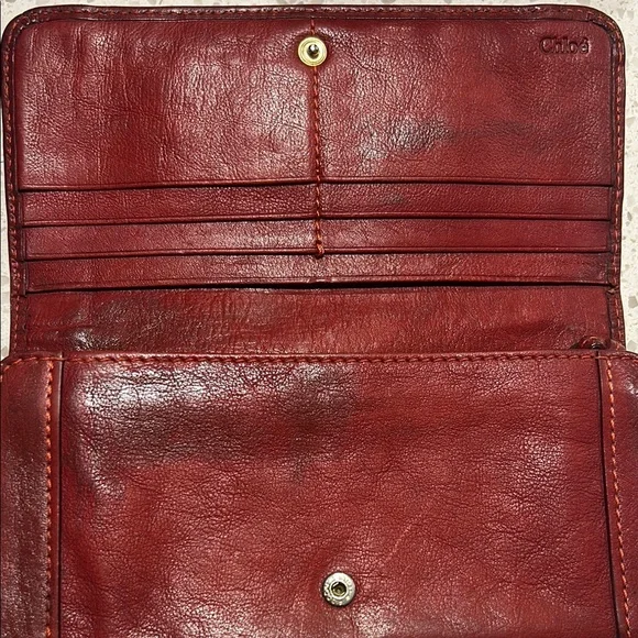 Chloe Red Leather Wallet - Picture 3 of 12